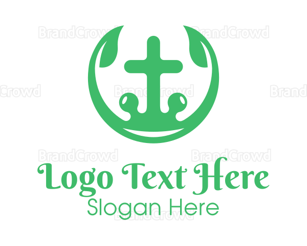 Religion Leaf Cross Logo