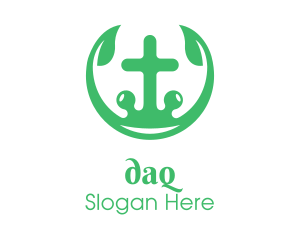 Religion Leaf Cross Logo