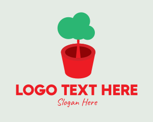 Potted Plant - Cute Potted Plant logo design