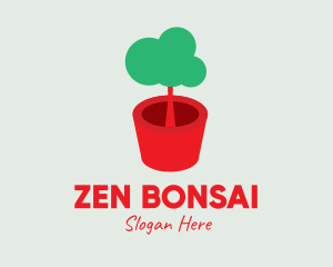 Bonsai - Cute Potted Plant logo design