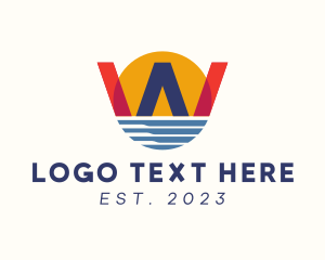 Ferry - Sunset Horizon Letter W logo design