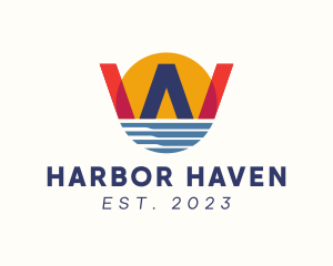 Harbor - Sunset Horizon Letter W logo design