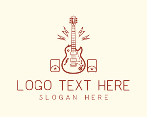 Sound Waves - Musician Electric Guitar Instrument logo design