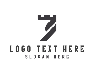 Seven - Geometric Castle Number 7 logo design