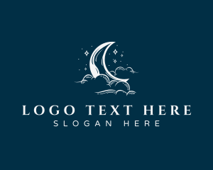 Starry Night - Evening Crescent Moon logo design