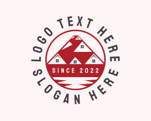 Red - House Roofing Village logo design