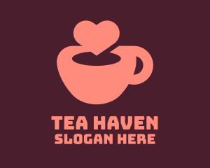 Teacup - Heart Coffee Cup logo design