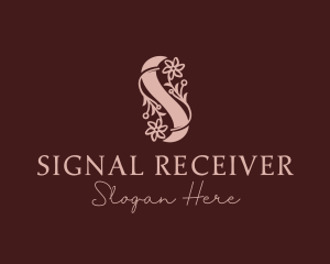 Pink Flowers Letter S logo design