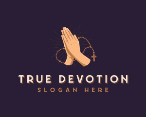 Devotion - Hand Prayer Rosary logo design