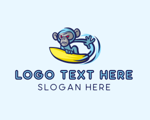 Surfing - Water Surfing Monkey logo design