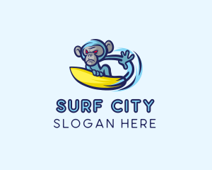 Water Surfing Monkey  logo design