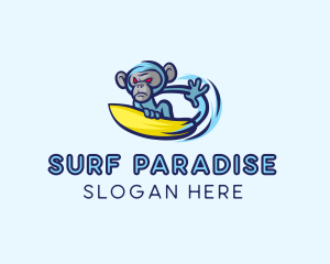 Water Surfing Monkey  logo design