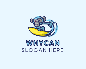 Swimming - Water Surfing Monkey logo design