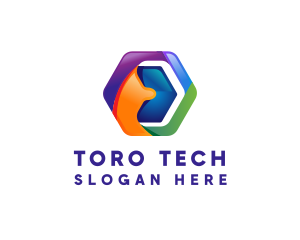 Abstract 3D Tech Hexagon logo design