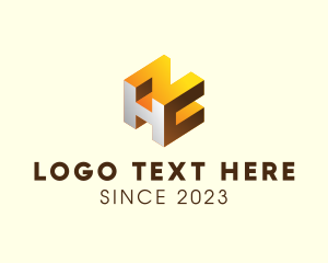 Indoor - Modern 3D Block Technology logo design