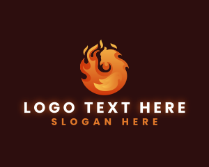 Barbecue - Flaming Grill Chicken logo design