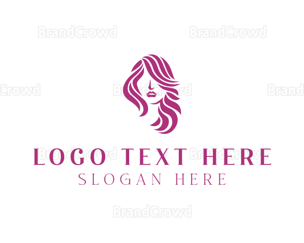 Pink Beautiful Lady Hair Logo