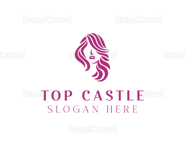 Pink Beautiful Lady Hair Logo