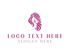 Beautiful - Pink Beautiful Lady Hair logo design