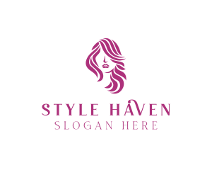 Beautiful - Pink Beautiful Lady Hair logo design