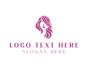 Beauty - Pink Beautiful Lady Hair logo design