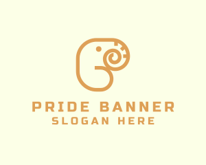 Safari Elephant Letter P logo design