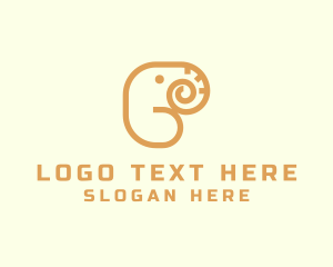 Letter P - Safari Elephant Letter P logo design