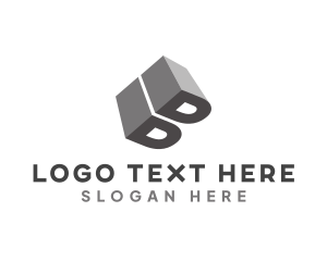 Hh - 3D Grey Letter B logo design
