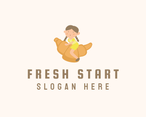 Youngster - Whimsical Croissant Girl logo design