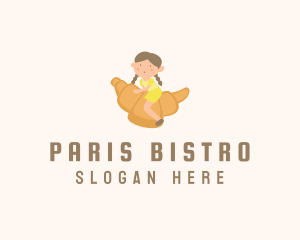 Whimsical Croissant Girl logo design