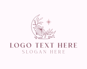 Floral - Moon Floral Star logo design