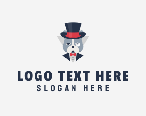 Top Hat - Hat Bulldog Butler logo design