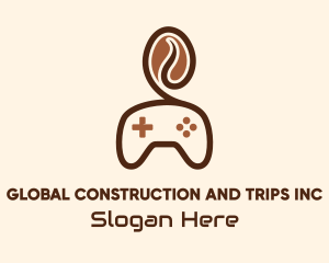Brown - Game Controller Coffee Bean logo design