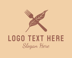 Cafe - Kitchen Fork Leaf logo design