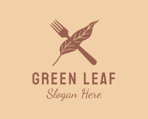 Kitchen Fork Leaf logo design