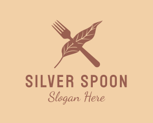 Kitchen Fork Leaf logo design