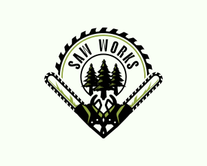 Chainsaw Lumberjack Woodwork logo design