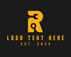Craftsman - Golden Tools Maintenance Letter R logo design
