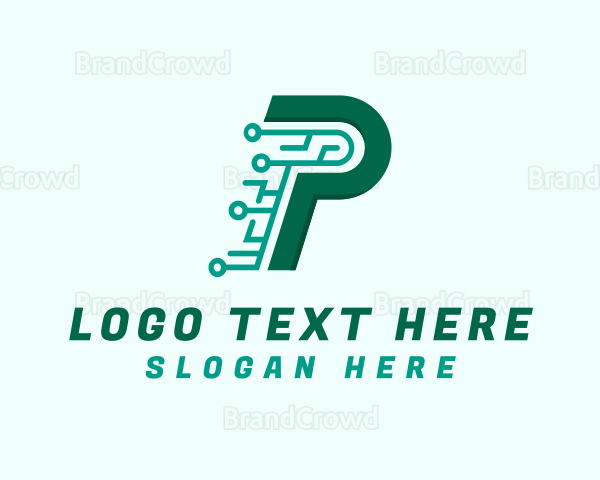 Digital Tech Letter P Logo