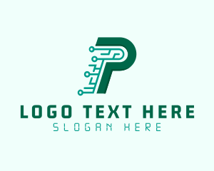 Database - Digital Tech Letter P logo design