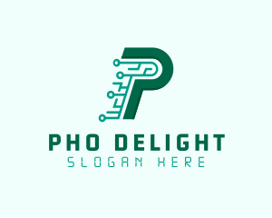 Digital Tech Letter P logo design