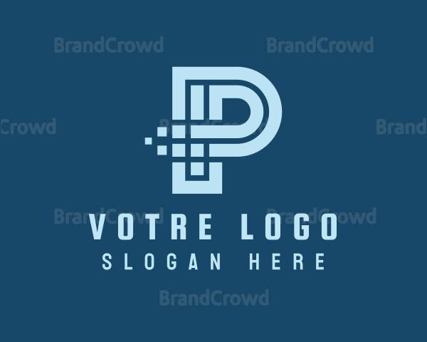 Pixelated Tech Letter P Logo