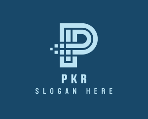 Pixelated Tech Letter P logo design