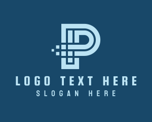 Pixelated Tech Letter P Logo