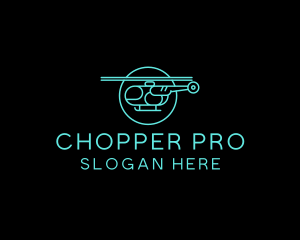 Chopper - Blue Minimalist Helicopter logo design