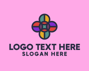 Venn Diagram - Polygonal Flower Mosaic logo design