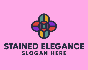 Polygonal Flower Mosaic logo design