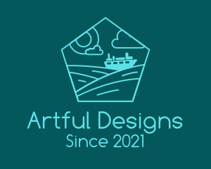 Line Art Cruise Ship  logo design