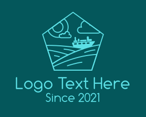 Cargo Ship - Line Art Cruise Ship logo design