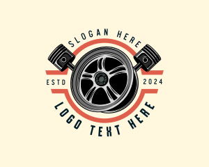 Badge - Wheel Piston Garage logo design